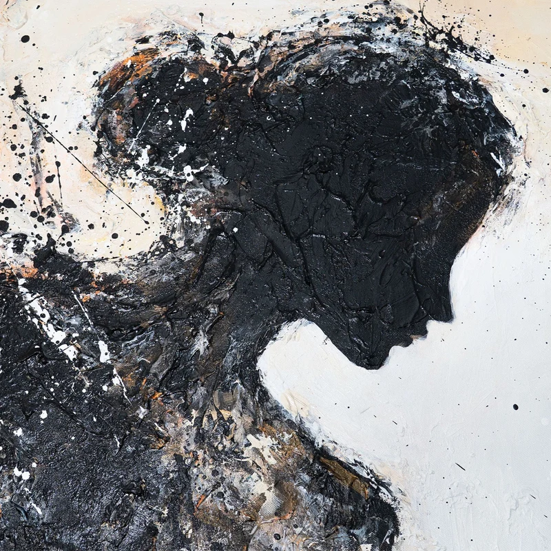 Original handgemaltes Acrylbild „Feurige Silhouette“ auf Leinwand mit Rahmen