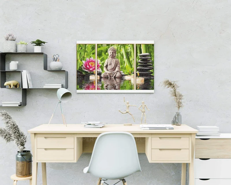 Malen nach Zahlen Triptychon Buddha