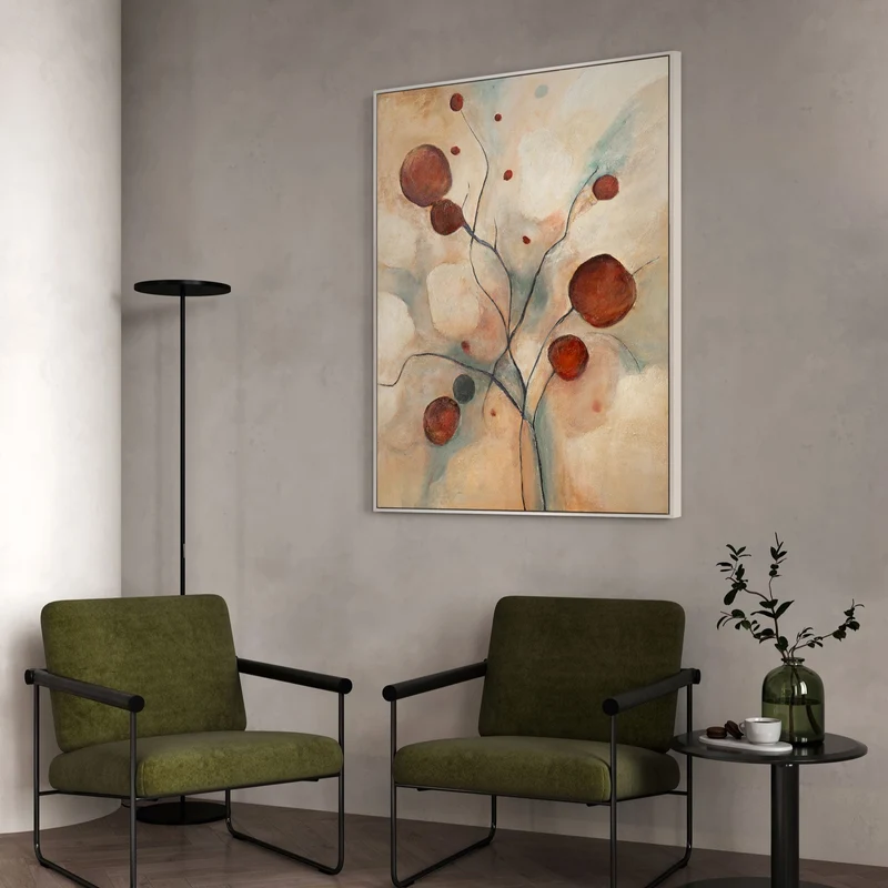 Abstraktes Leinwandbild „Scharlachrote Sternbilder“ – Handgemalte Kunst für Wohnzimmer