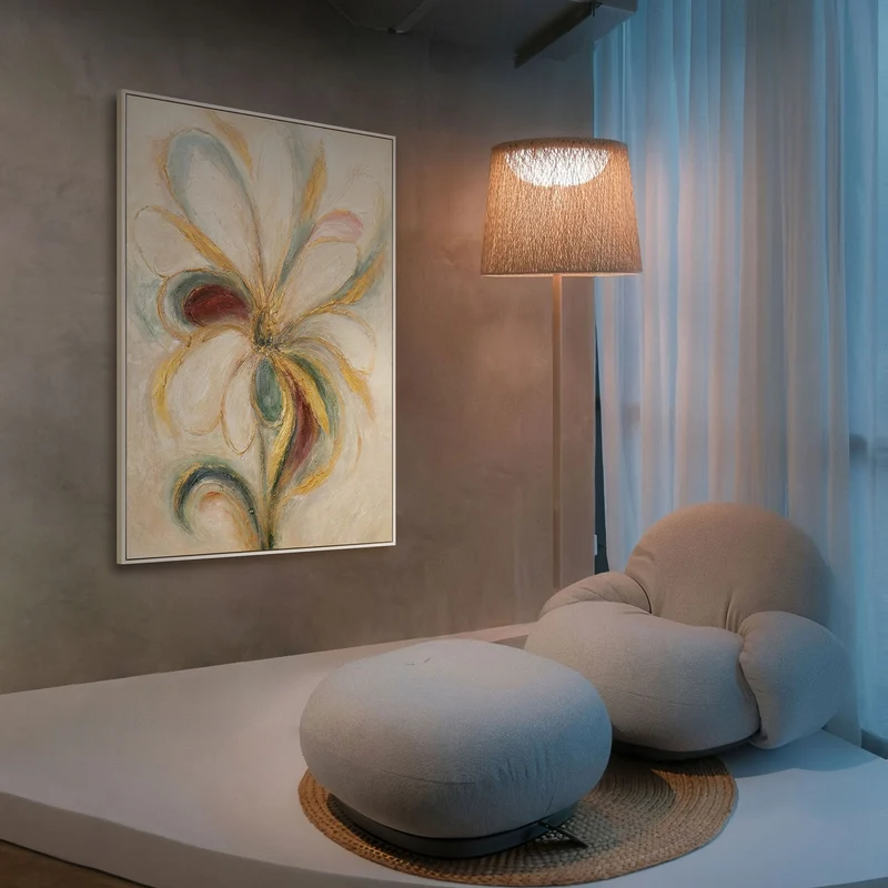 Abstrakte Blumenmalerei auf Leinwand mit Struktur „Blumige Energie“ – Handgemaltes Acrylbild