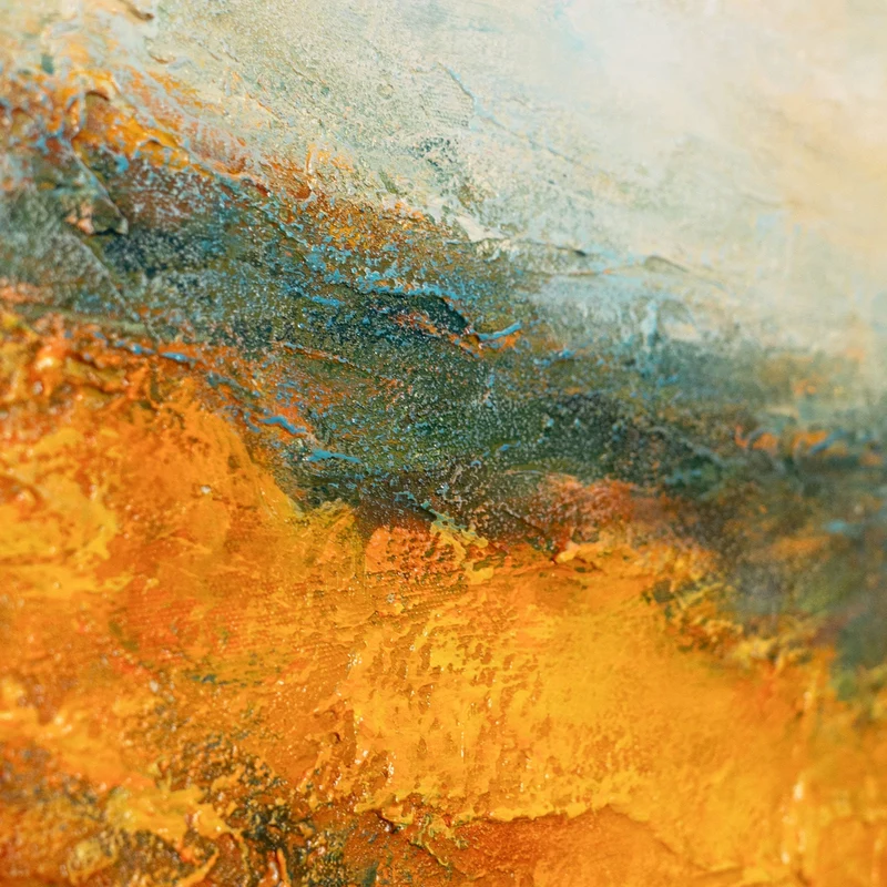Handgemaltes Acrylbild „Goldener Weite“ – Moderne Wandkunst Naturfarben