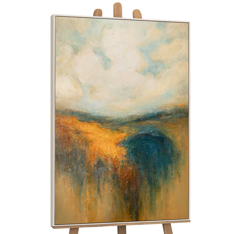 Handgemaltes Acrylbild „Goldener Weite“ – Moderne Wandkunst Naturfarben