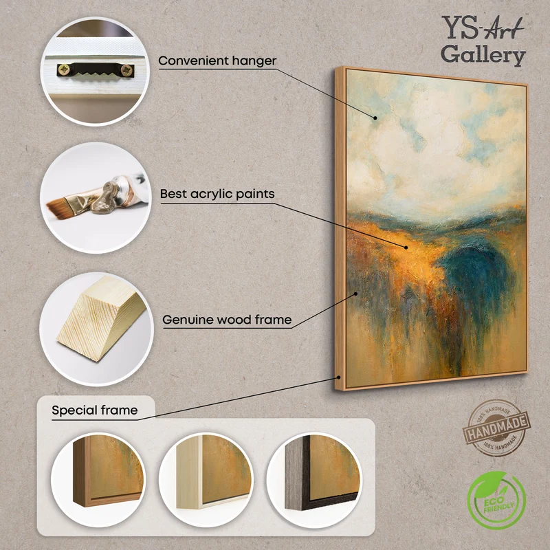 Handgemaltes Acrylbild „Goldener Weite“ – Moderne Wandkunst Naturfarben