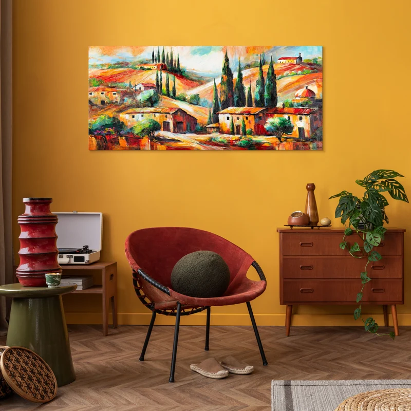 Gemälde auf Leinwand "Warmer Abend" – Acrylbilder moderne Kunst Wohnzimmer 115x50cm