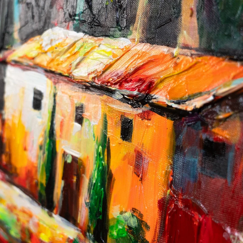 Gemälde auf Leinwand "Warmer Abend" – Acrylbilder moderne Kunst Wohnzimmer 115x50cm