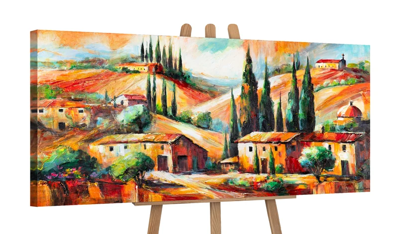 Gemälde auf Leinwand "Warmer Abend" – Acrylbilder moderne Kunst Wohnzimmer 115x50cm
