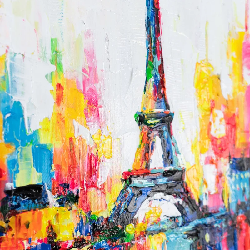 Abstrakte Acrylbilder auf Leinwand – "Pariser Inspiration" farbenfrohes Wandbild 115x50cm