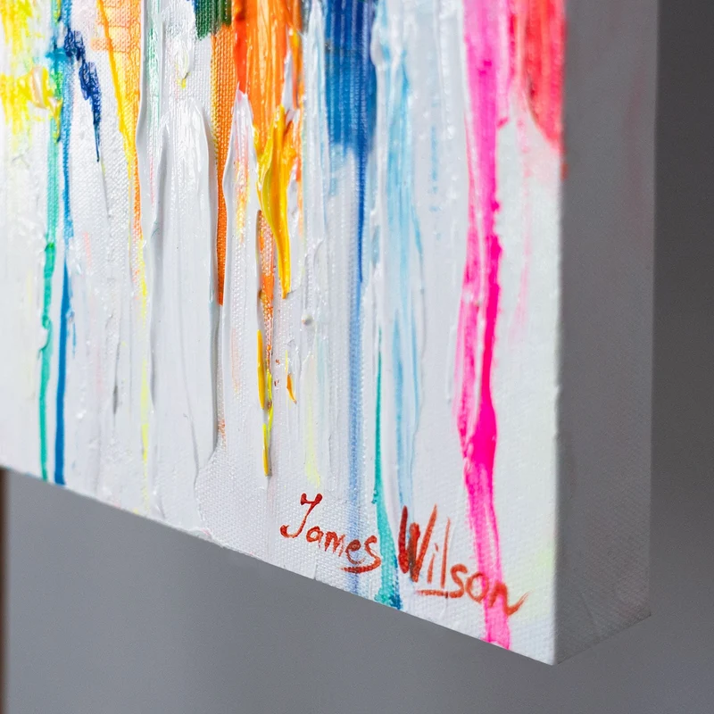 Abstrakte Acrylbilder auf Leinwand – "Pariser Inspiration" farbenfrohes Wandbild 115x50cm