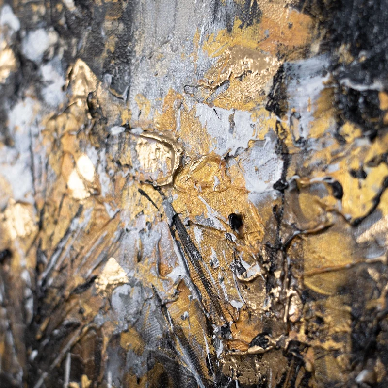 Abstrakte Acrylbilder Malerei Leinwand "Goldener Abend" moderne Kunst 115x50cm