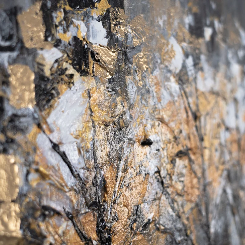 Abstrakte Acrylbilder Malerei Leinwand "Goldener Abend" moderne Kunst 115x50cm