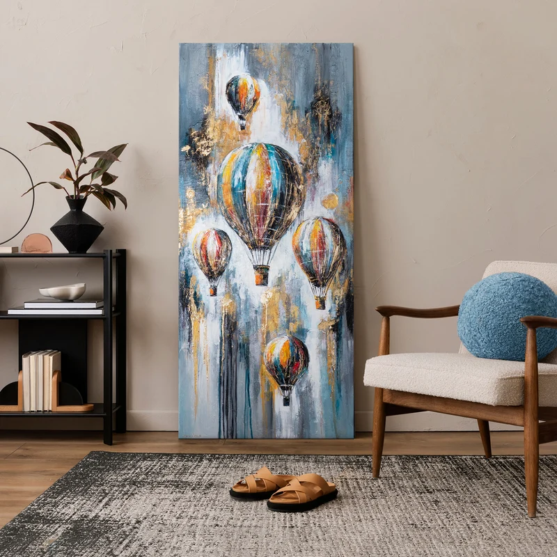 Abstrakte Gemälde auf Leinwand – Moderne Kunst "Strahlen des Fluges" 115×50cm