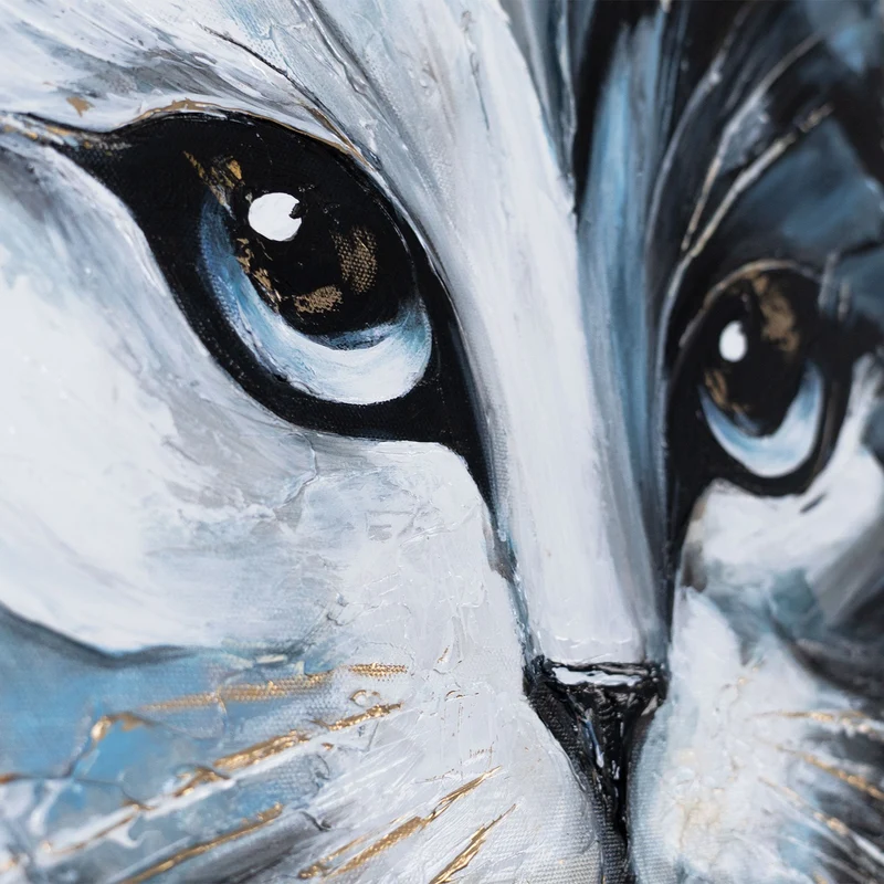 Abstrakte Gemälde Tiermotiv – Acrylbild "Das Geheimnis der Katze" 115×50cm