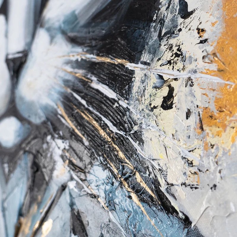 Abstrakte Gemälde Tiermotiv – Acrylbild "Das Geheimnis der Katze" 115×50cm