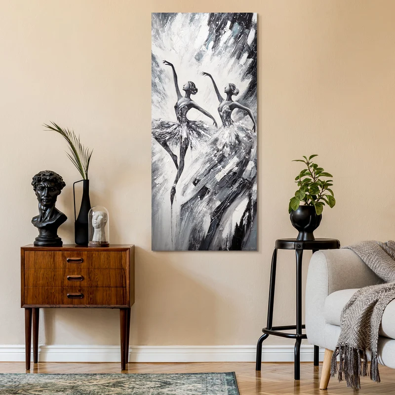 Gemälde abstrakte Malerei – Leinwandbild "Die Kraft der Anmut" 115×50 cm