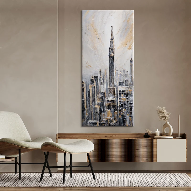 Abstrakte Bilder auf Leinwand "Die Kraft der Architektur" Acrylbild Cityscape 115x50cm