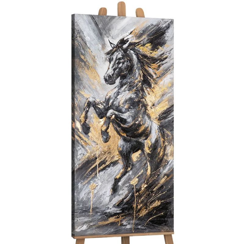 Acrylbilder auf Leinwand "Explosion der Freiheit" modernes Pferdebild 115x50cm