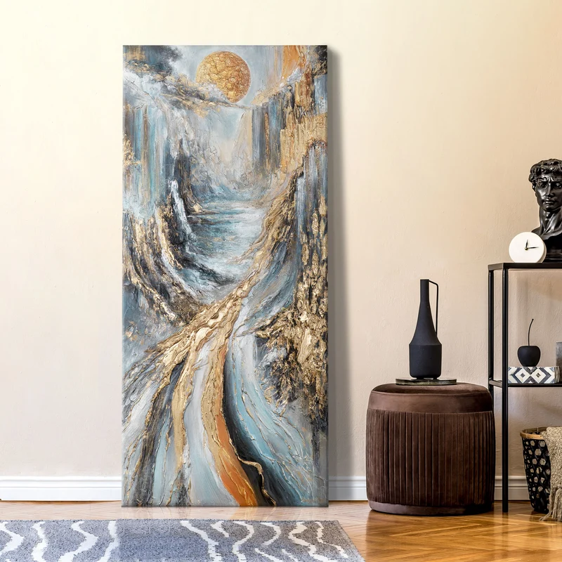 Abstrakte Wanddeko Wohnzimmer "Der Ruf der Höhe" Acrylbild Landschaft 115x50cm