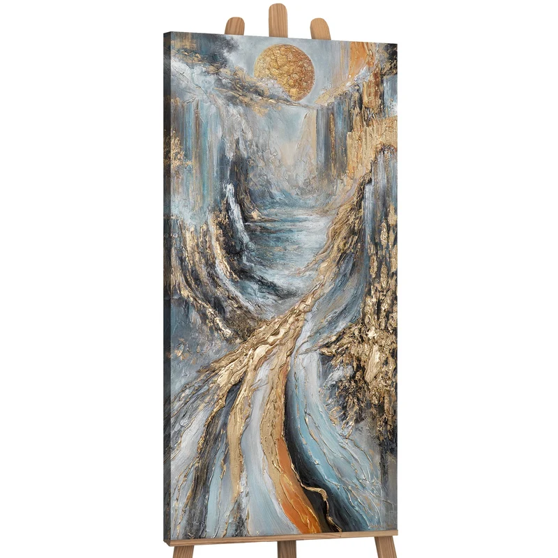 Abstrakte Wanddeko Wohnzimmer "Der Ruf der Höhe" Acrylbild Landschaft 115x50cm