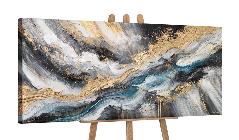 Abstrakte Bilder auf Leinwand – Acrylbild mit Struktur "Der Weg der Elemente" 115×50cm