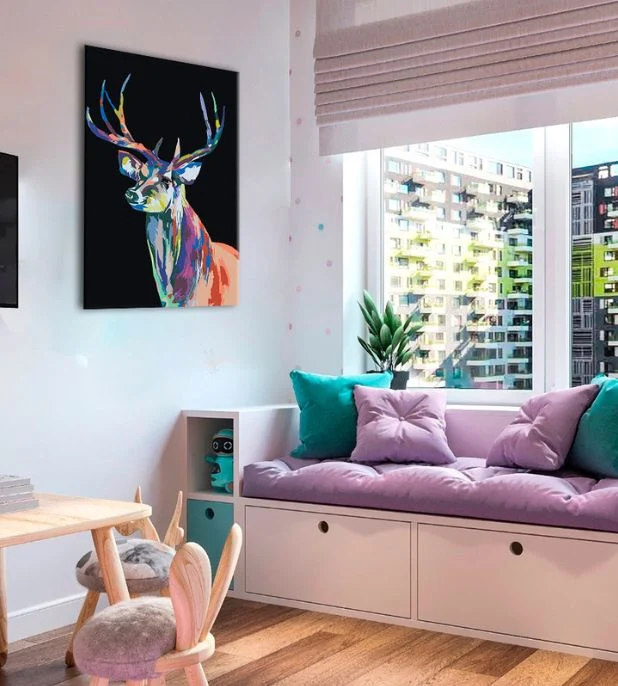 Colorful Deer Paint by Numbers, Low Difficulty, Special Black Edition