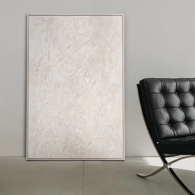 Moderne Wanddeko neutral – Abstraktes Bild Beige „Das Flüstern der Zeit“