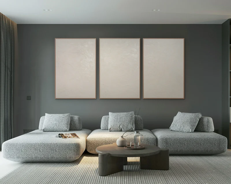 Moderne Wanddeko neutral – Abstraktes Bild Beige „Das Flüstern der Zeit“