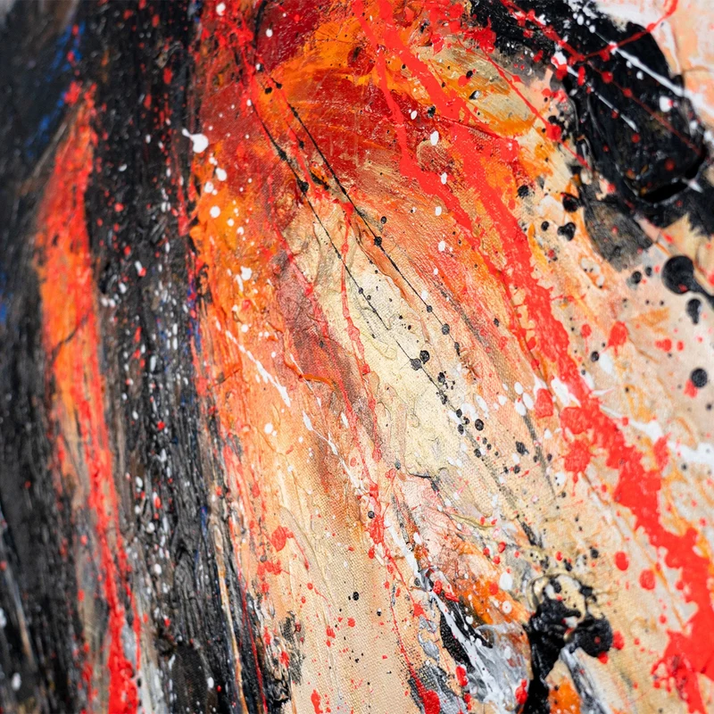 Original handgemaltes Acrylbild „Schwarze Kraft“ auf Leinwand mit Rahmen