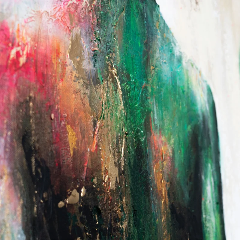 Modernes Leinwandbild „Blumensilhouetten“ – Abstrakte Kunst mit Goldrahmen