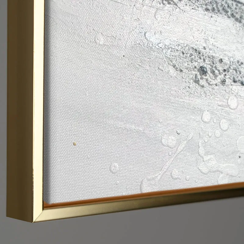 Abstraktes Leinwandbild mit Rahmen „Energie der Linien“ – monochrome Kunst mit Gold