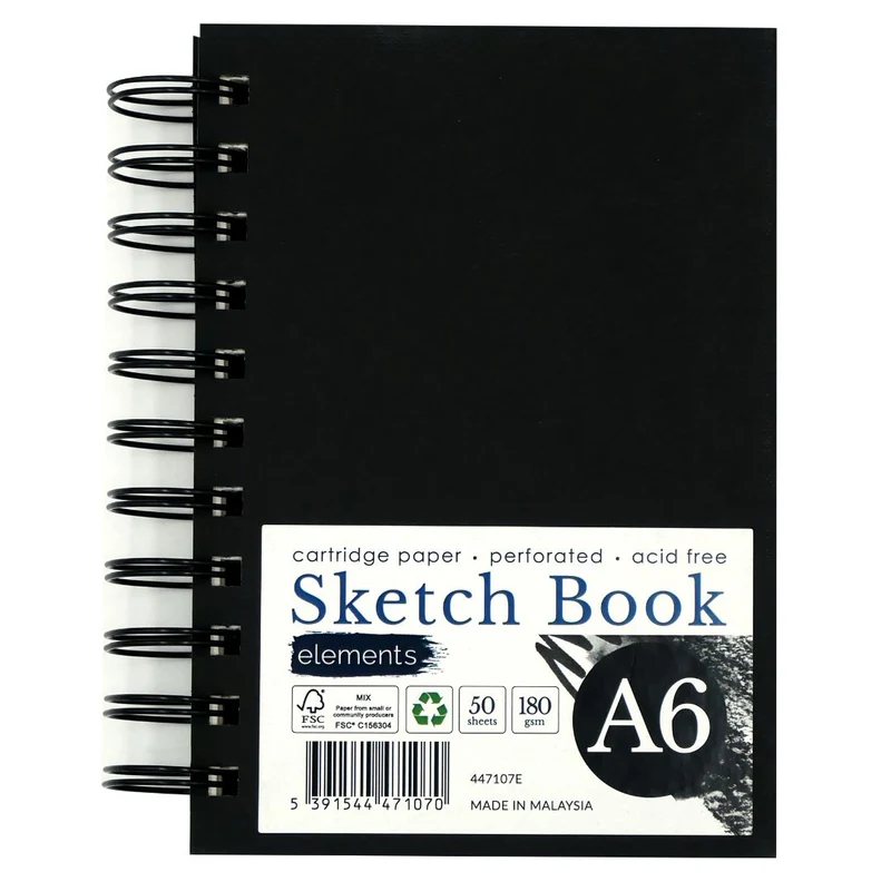 Elements - Wire-O Sketchbook - A6 - Black Cover