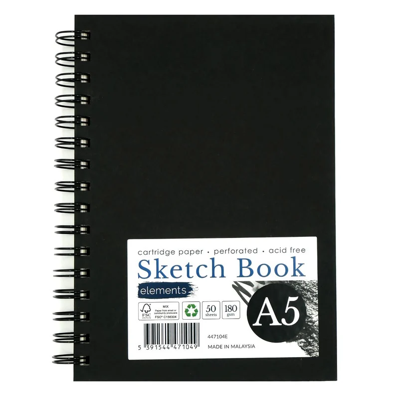 Elements - Wire-O Sketchbook - A5 - Black Cover