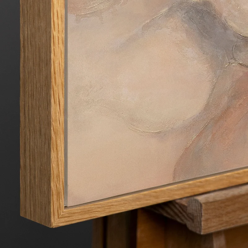 Abstraktes Acrylbild „Echo der Flammen“ – Moderne Leinwandkunst in Beige und Rot