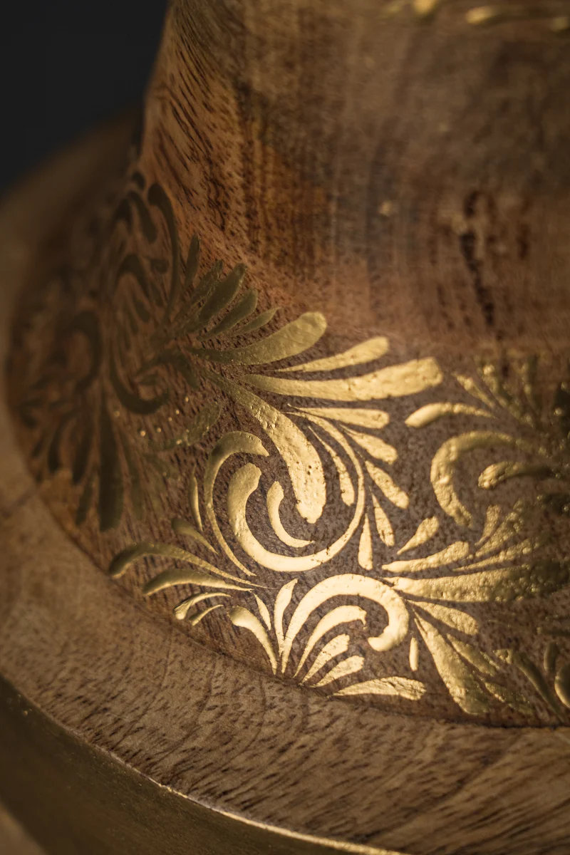 Handgefertigte Holzvase mit Goldmuster – Exklusives Interieur-Dekor