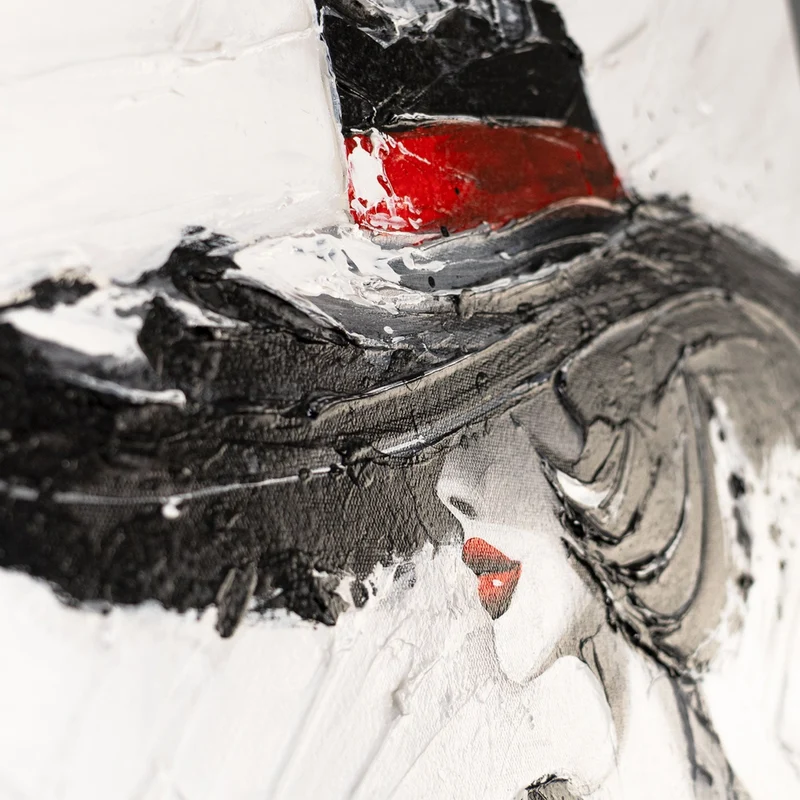 Handgemaltes Acrylbild "Die Dame" – moderne Wanddeko auf Leinwand 115x50 cm