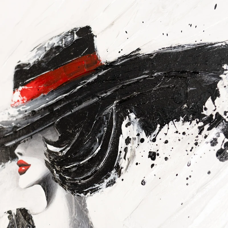 Handgemaltes Acrylbild "Die Dame" – moderne Wanddeko auf Leinwand 115x50 cm