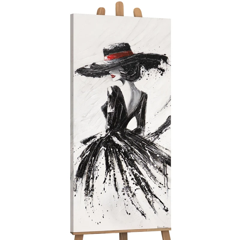 Handgemaltes Acrylbild "Die Dame" – moderne Wanddeko auf Leinwand 115x50 cm