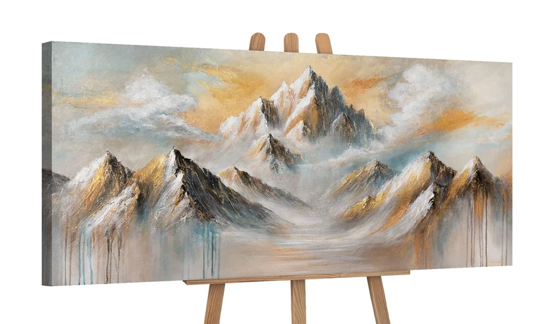 Acrylbild "Mountain Light"– abstraktes Leinwandbild mit Struktur 115x50 cm