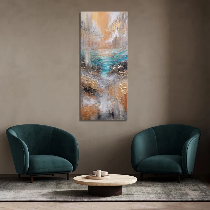 Handgemalte acrylbilder auf Leinwand abstrakt "Das Licht des Horizonts" 115x50cm