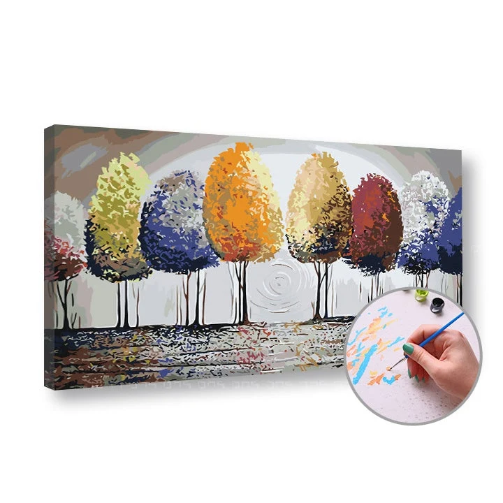 Paint by Numbers COLORFUL TREES | Medium Difficulty