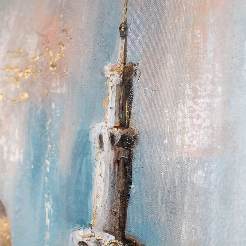 Handgemaltes Gemälde "Pfad des Lichts" – moderne Wanddeko mit Moschee 115x50cm