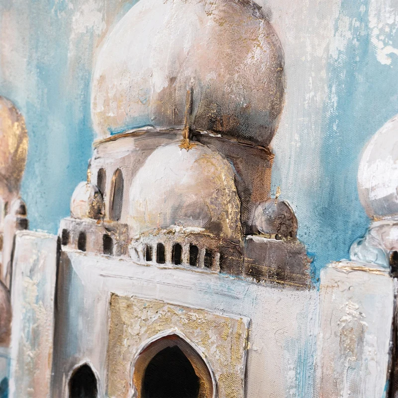 Handgemaltes Gemälde "Pfad des Lichts" – moderne Wanddeko mit Moschee 115x50cm