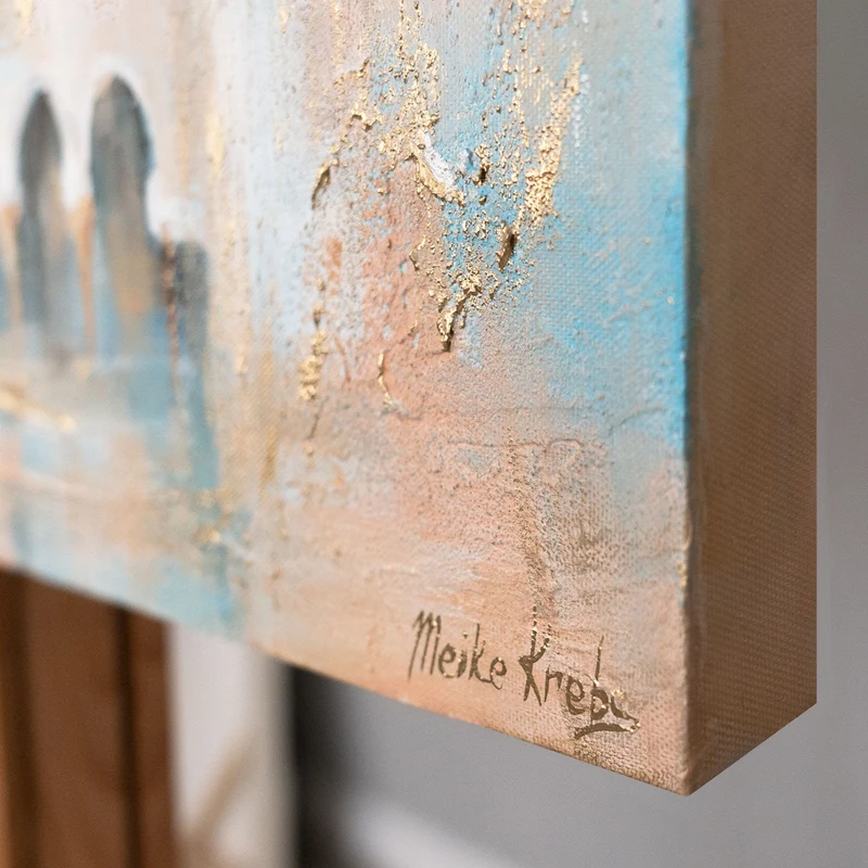 Handgemaltes Gemälde "Pfad des Lichts" – moderne Wanddeko mit Moschee 115x50cm