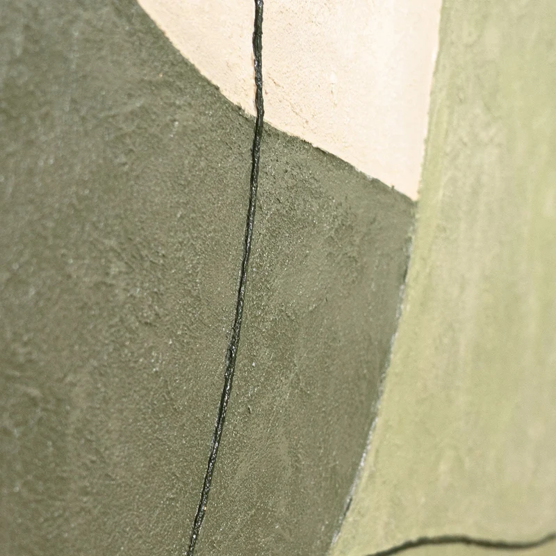 Abstraktes Wandbild mit Struktur in Beige, Grün & Gold – Modernes Acrylgemälde auf Leinwand