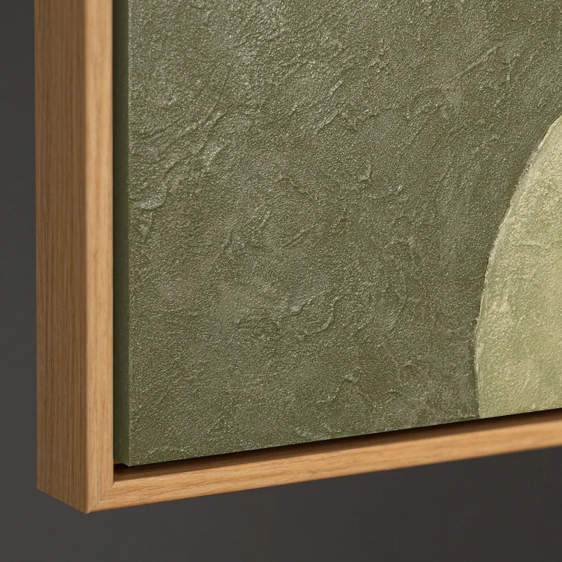 Abstraktes Wandbild mit Struktur in Beige, Grün & Gold – Modernes Acrylgemälde auf Leinwand