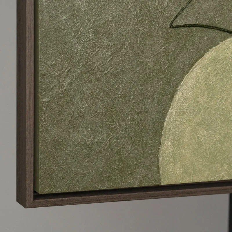 Abstraktes Wandbild mit Struktur in Beige, Grün & Gold – Modernes Acrylgemälde auf Leinwand