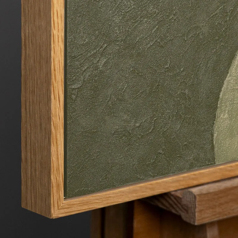 Abstraktes Wandbild mit Struktur in Beige, Grün & Gold – Modernes Acrylgemälde auf Leinwand