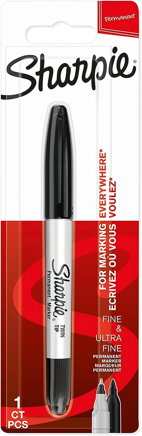 Sharpie - Black permanent marker - Twin-tip - Fine & Ultra Fine - Carded