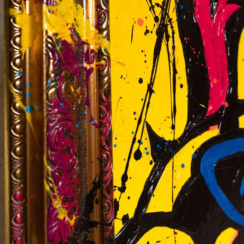 Abstraktes Gemälde Pop-Art – Bunte Bilder für Wohnzimmer Deko „Miss WOW“