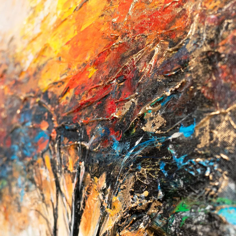 Gemälde auf Leinwand in Herbstfarben "Das Glühen der Blätter" 115x50cm