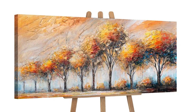 Gemälde auf Leinwand in Herbstfarben "Das Glühen der Blätter" 115x50cm